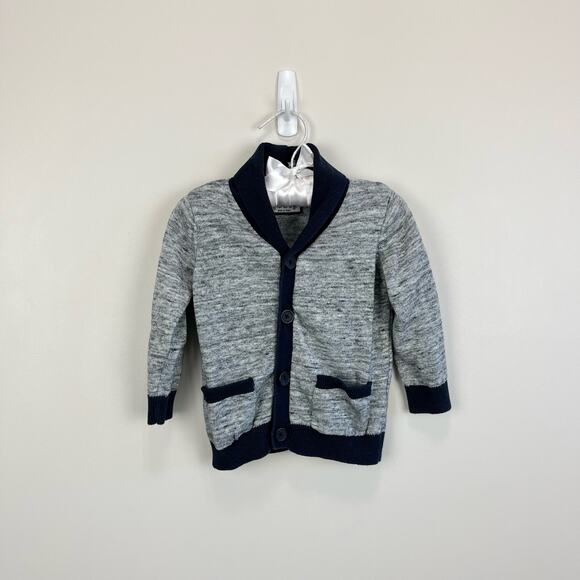 Early Days Gray and Navy Cardigan Sweater 6-9 Months - Picture 1 of 6